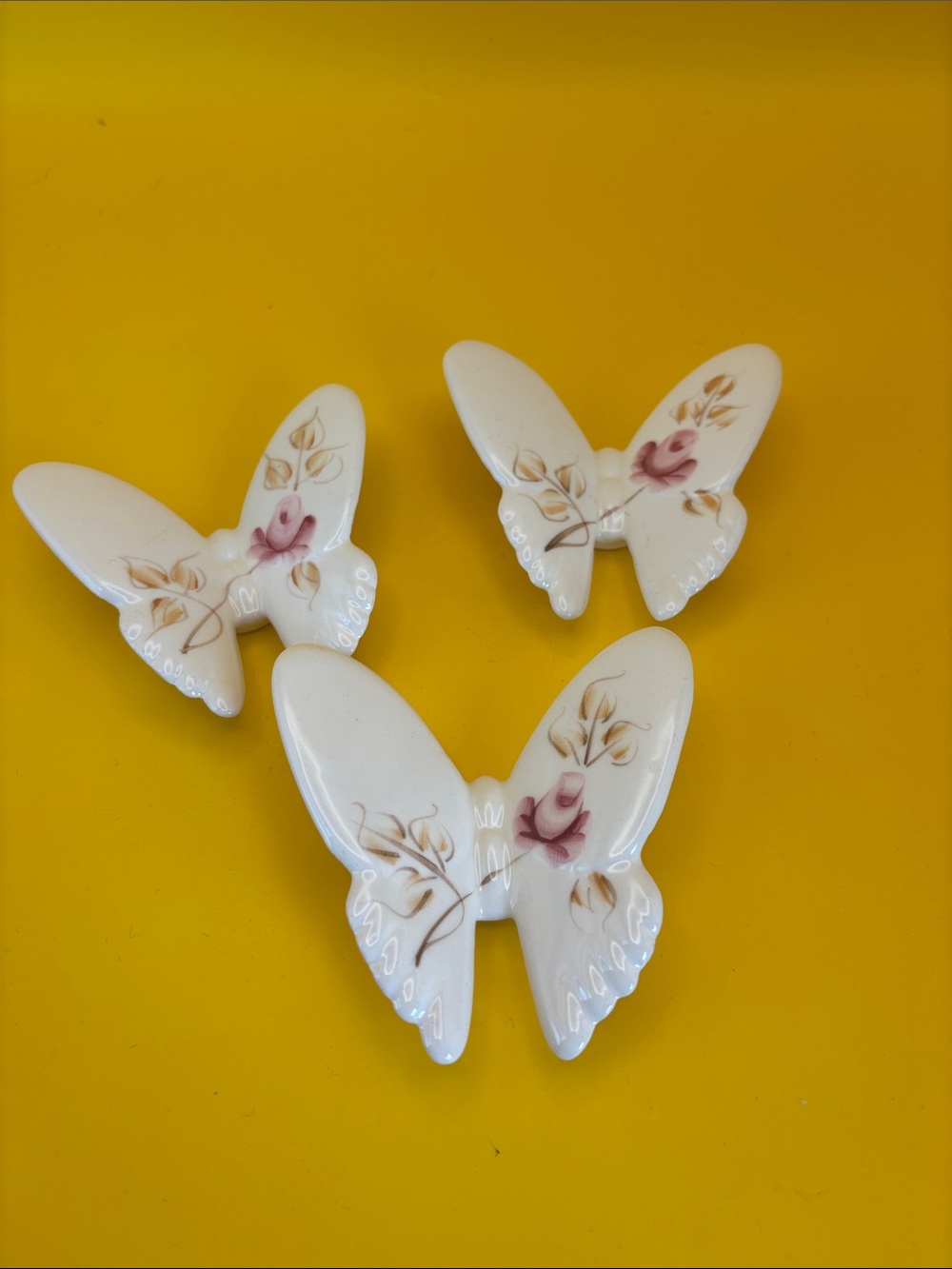 Homco Hand-Painted Porcelain Butterflies. Set of 3